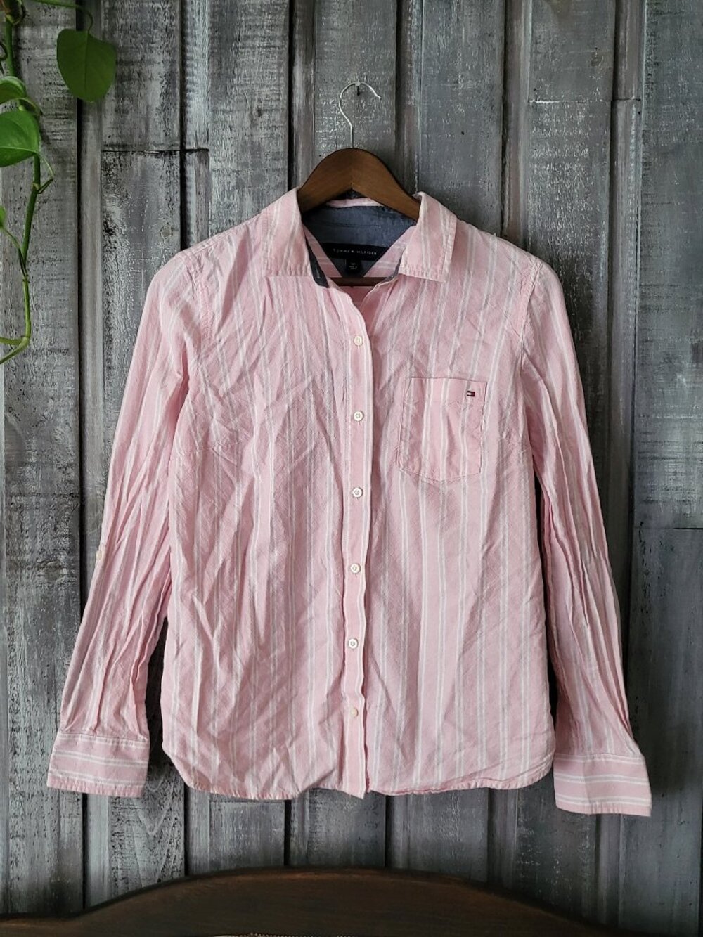 Tommy Hilfiger Pink Striped Long Sleeve Button Down Shirt Size S